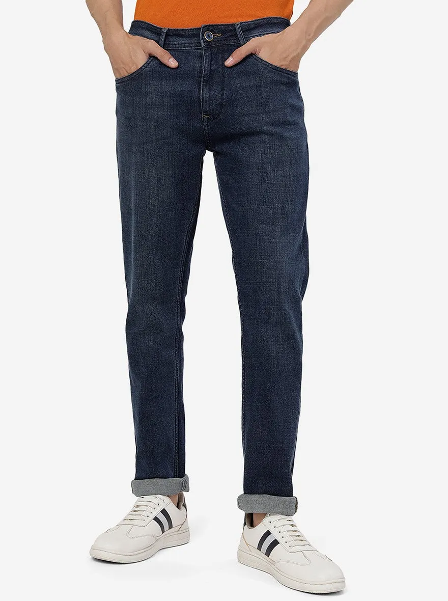 Tinted Mid Blue Washed Straight Fit Jeans | JadeBlue