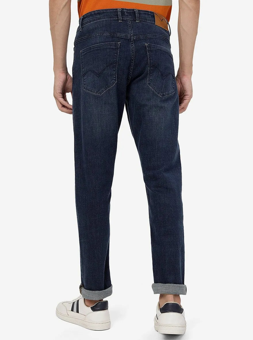 Tinted Mid Blue Washed Straight Fit Jeans | JadeBlue