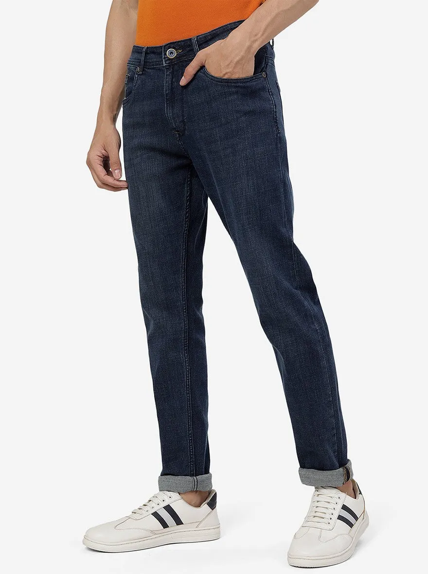 Tinted Mid Blue Washed Straight Fit Jeans | JadeBlue