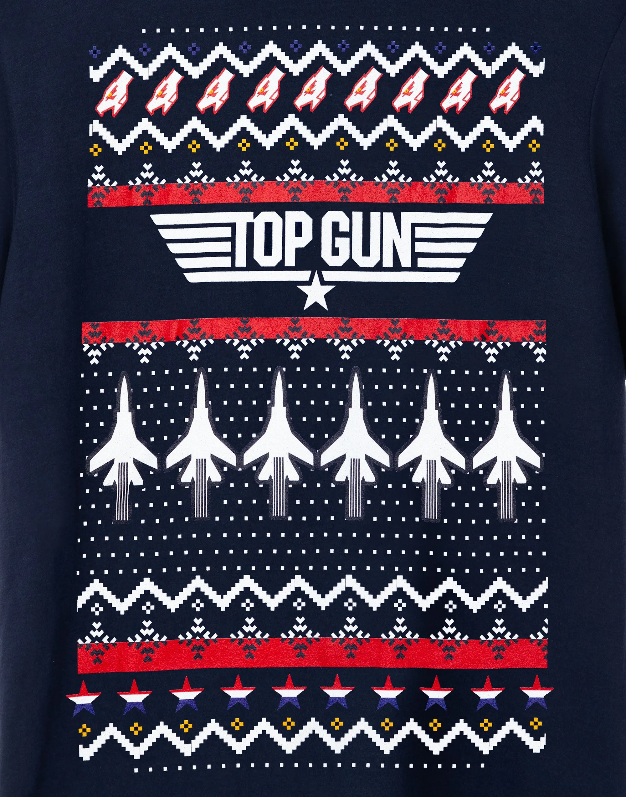 Top Gun Christmas Fairisle Men's Navy T-Shirt