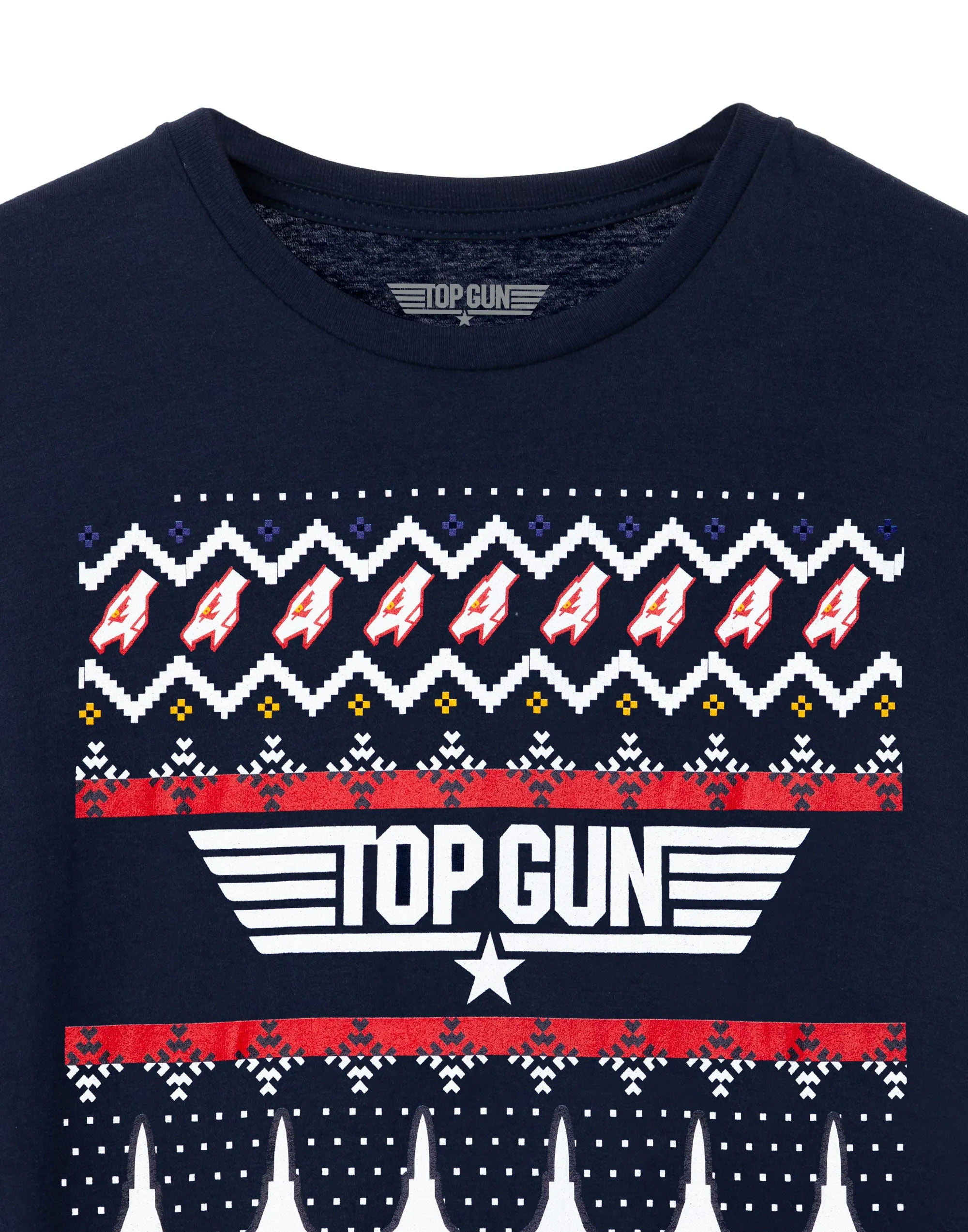 Top Gun Christmas Fairisle Men's Navy T-Shirt