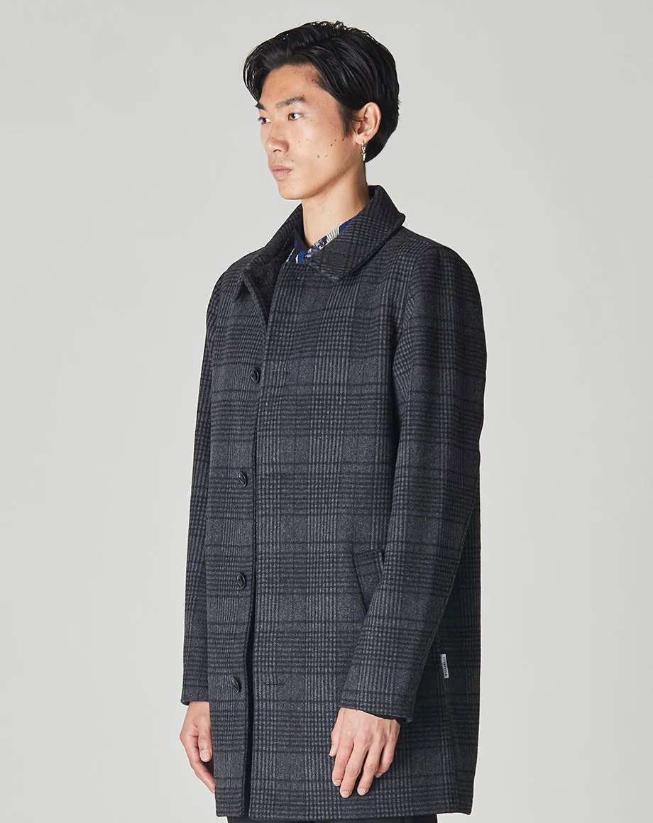 TROUPE MENS CHARCOAL CHECK OVERCOAT | GREY