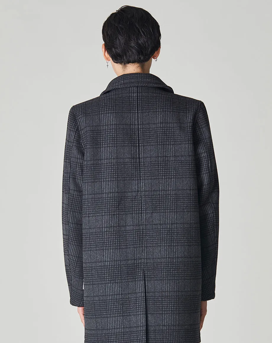 TROUPE MENS CHARCOAL CHECK OVERCOAT | GREY