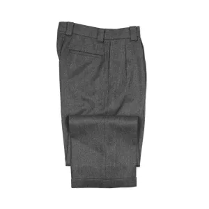 Two pleat wide trousers in grey superfine wool double cloth