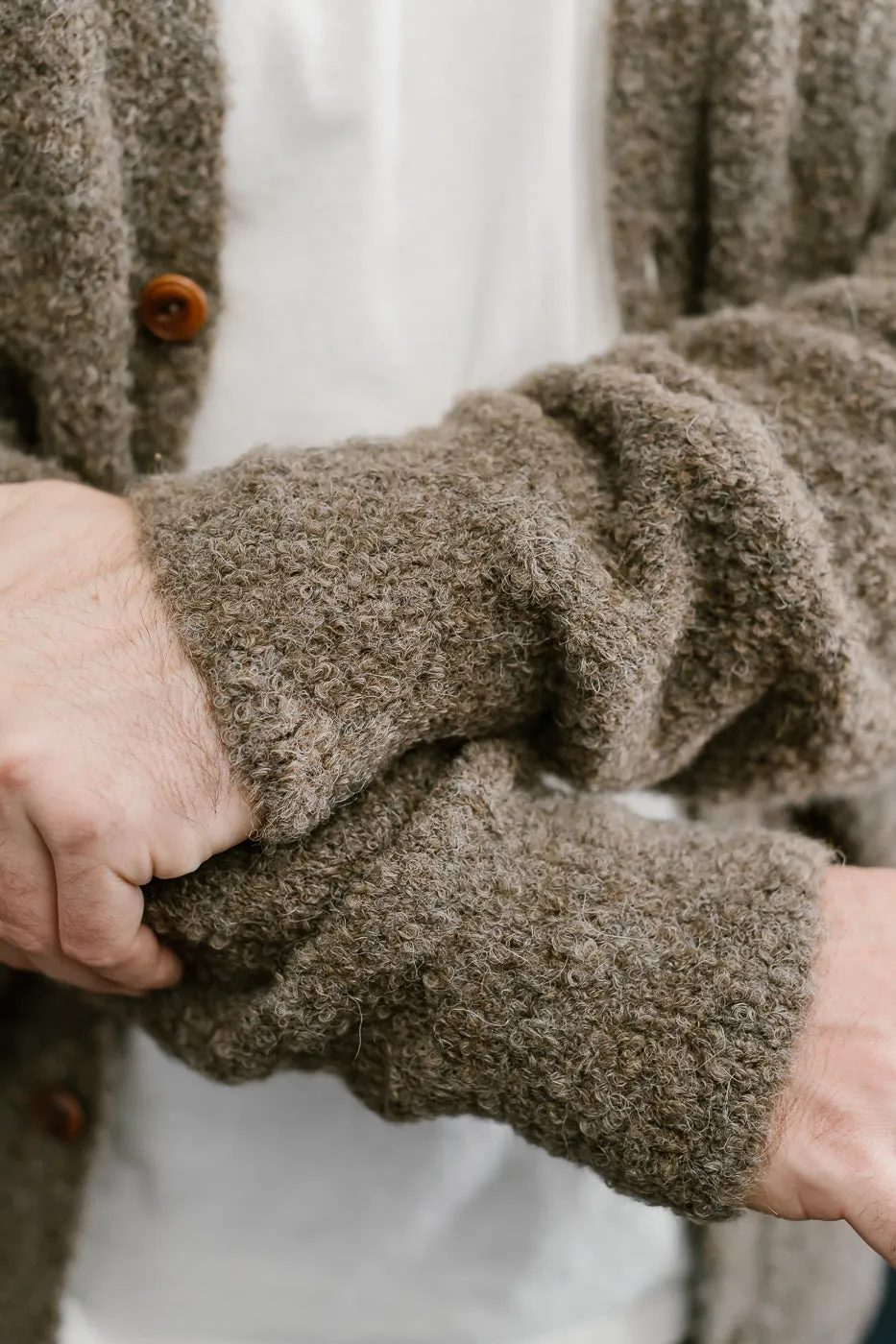 V-Neck Cardigan Boucle Alpaca - Earth