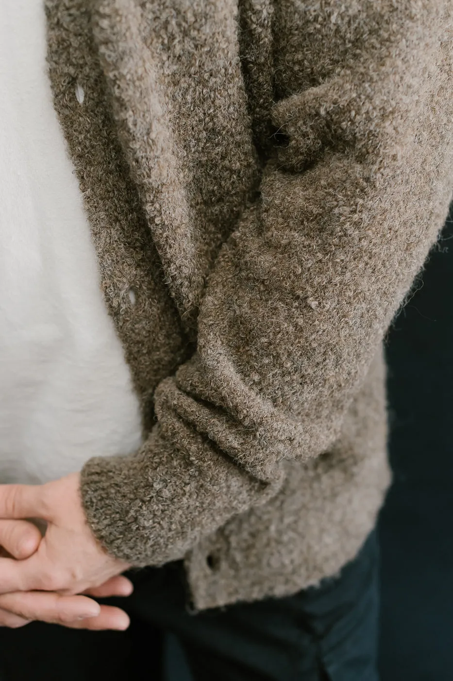 V-Neck Cardigan Boucle Alpaca - Earth