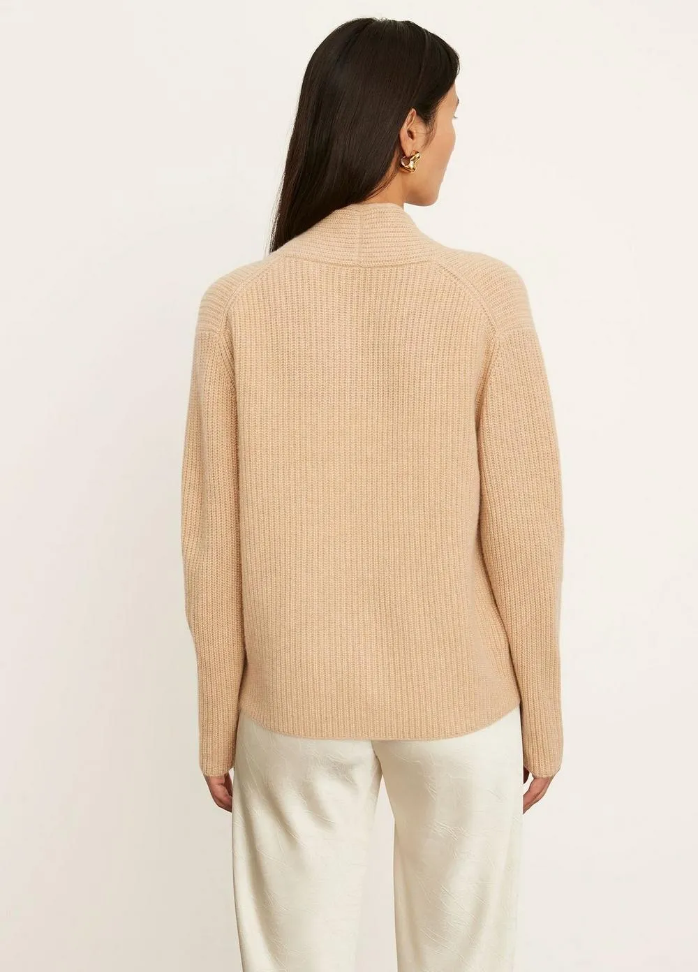 Vince - Raised Collar Cardigan in Light H Brass