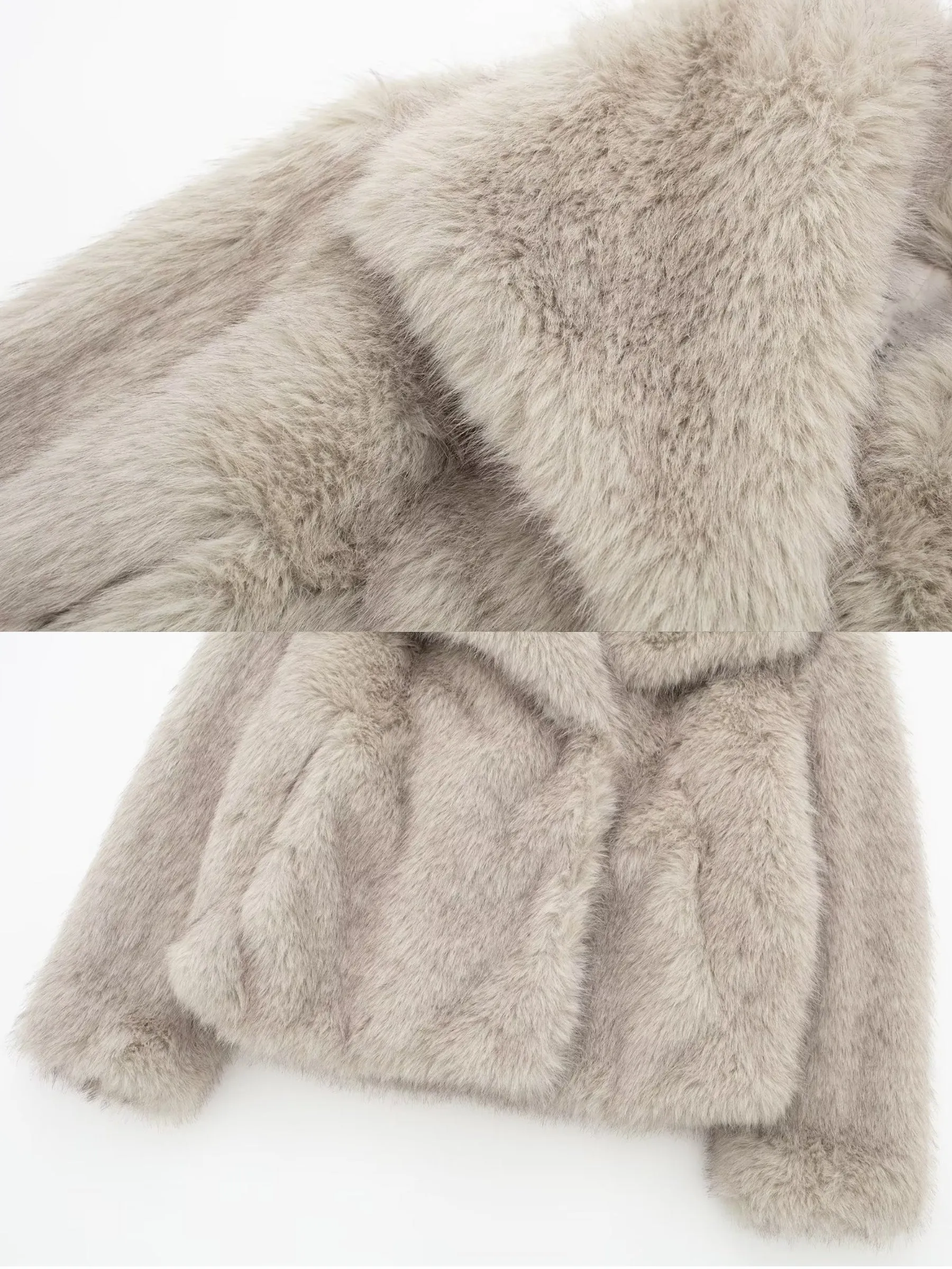 Wenkouban-Winter Outfits Christmas Asuna Faux Fur Jacket in Light Grey