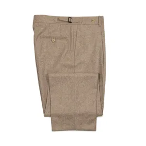 Westside side-tab high-rise wide tapered pleated trousers in beige large herringbone wool (restock)