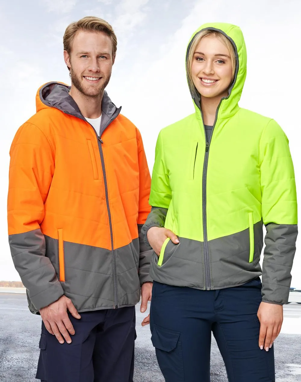 Winning Spirit Unisex HI VIS Modern Styling Hooded Puffer Jacket (SW80)