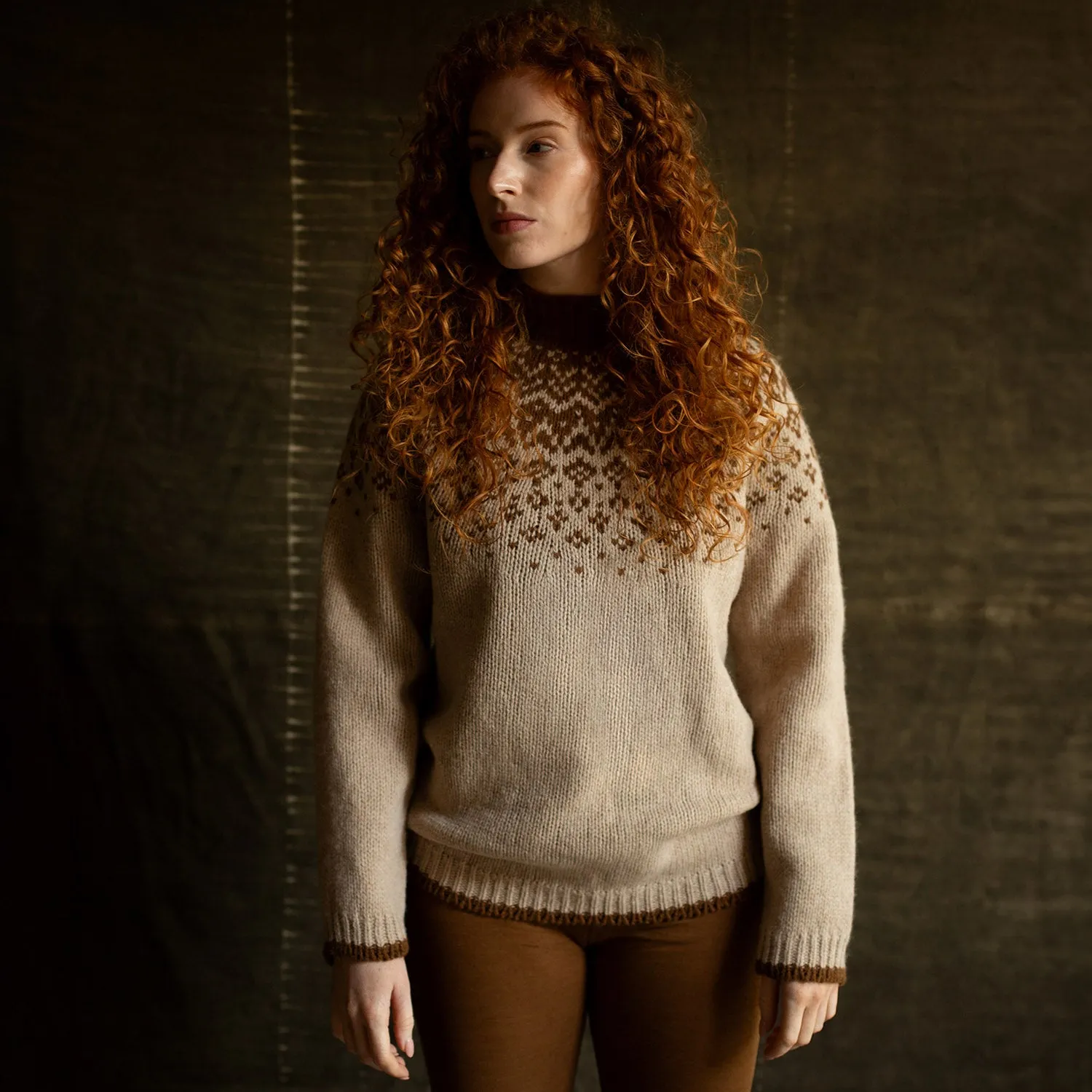 Womens Fauna Sweater - Lambswool - Barley