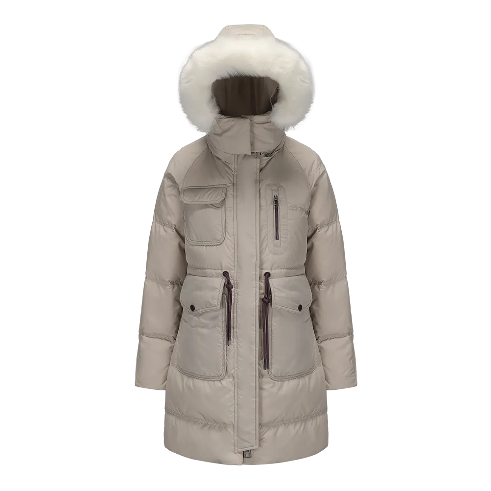 Women's Faux Fur-Trimmed Down Jacket