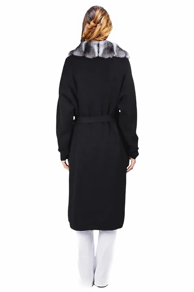 Wool Coat With Chinchilla Fur Collar