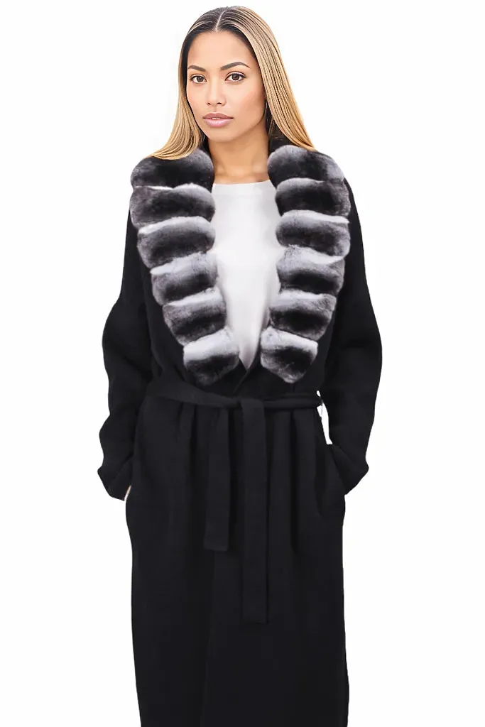 Wool Coat With Chinchilla Fur Collar