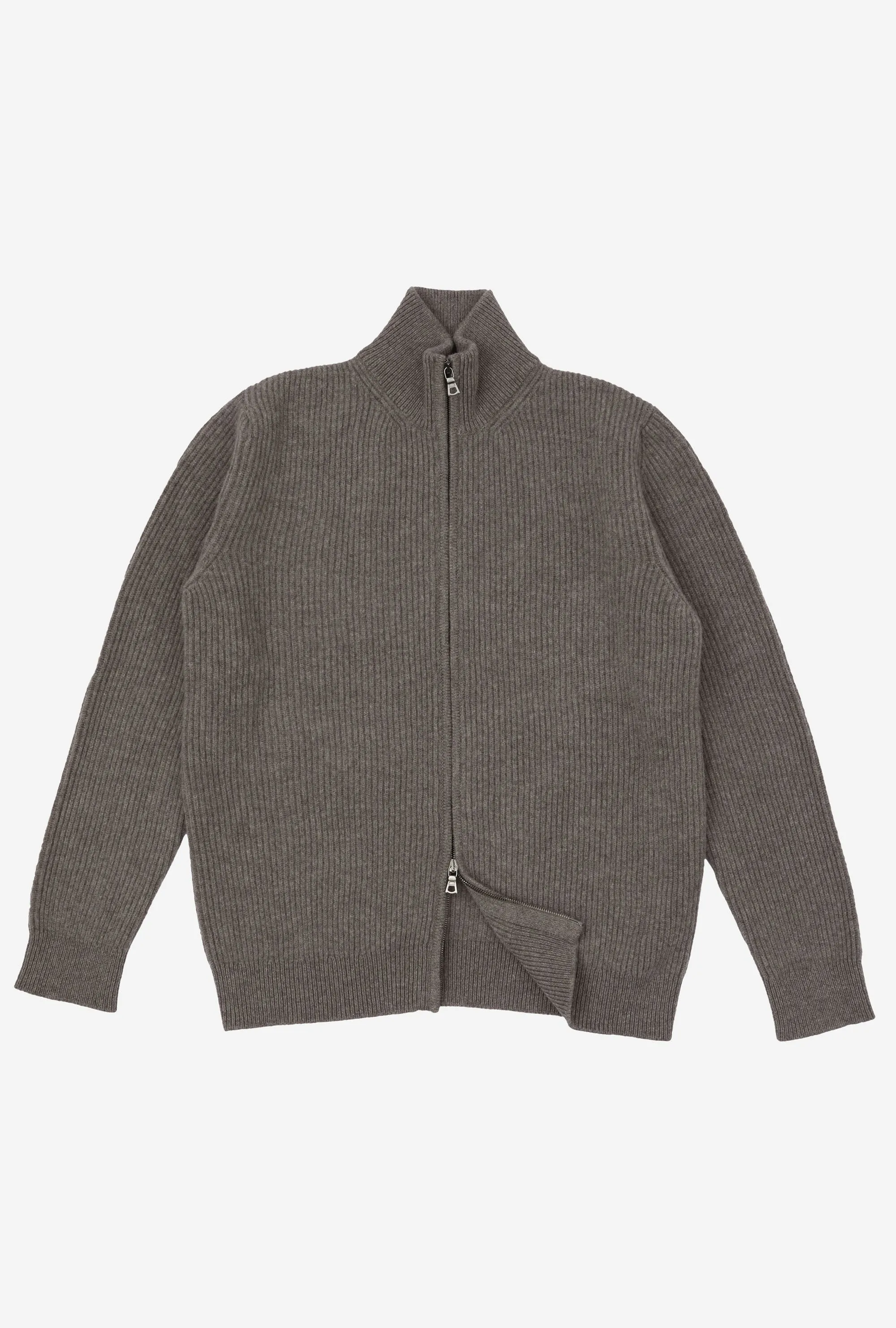 Zip-Through Cardigan Wool Taupe